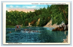 Postcard The Shades Bathing Swimming Waveland Rock River IN Indiana WB UNP - Picture 1 of 2