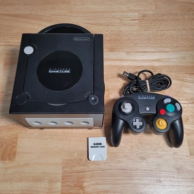 Nintendo GameCube Console Black DOL-101 w. Controller & Memory Card - Tested - Image 1 of 4