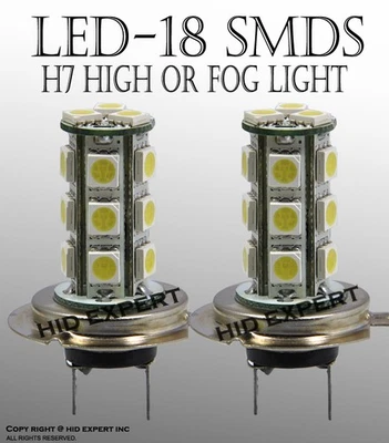 H7 LED 18 SMD Xenon Headlight Bright Hyper White 6000K Lamp Bulb High Beam H425 - Image 1 of 4