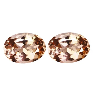 1.37 Ct [2 Pcs Pair] IF Oval 7.1x5.1 MM 100% Natural Peach Pink Brazil Morganite - Picture 1 of 5