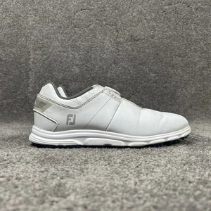 Zapatos de golf FootJoy PRO SL BOA 45031 Junior talla 4 M de cuero blanco con clavos usados - Imagen 1 de 12