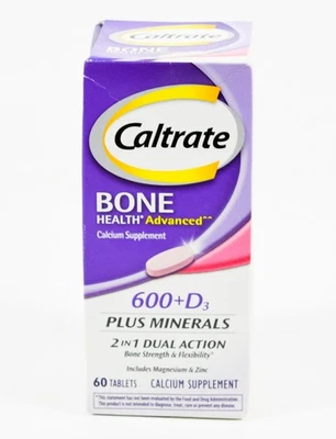 12/2025 Caltrate 600 + D3 PLUS 矿物钙 2 合 1 双动作 60 片 全新带盒 — 第 1/2 张图片
