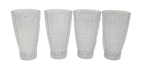 4er Set schwere Klarglas Fensterscheibe Blockoptik Vintage Bargeschirr Trinkgläser - Bild 1 von 4