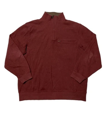 Vintage Pendleton Sweater Mens Large Cotton 1/4 Zip Maroon Pullover - Image 1 of 3