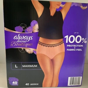 ALWAYS DISCREET BOUTIQUE INCONTINENCE UNDERWARE LARGE 40 COUNT 100% Protection - Picture 1 of 7