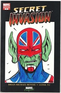 SECRET INVASION #1 BLANK CAPTAIN BRITAIN SKRULL SKETCH B SIGNED MARVEL MOVIE - Picture 1 of 2