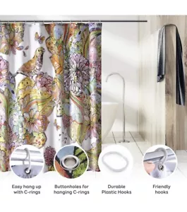 Bird and Flower Fabric Shower Curtain 72×72 -NEW - Picture 1 of 9