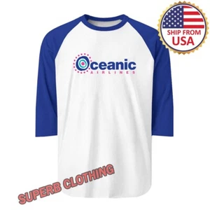 Oceanic Airlines Lost TV Show Men's Raglan Blue Size S-2XL - Picture 1 of 2