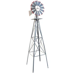 8FT Iron Garden Windmill Yard Metal Ornamental Wind Mill Weather Resistant Heavy - Picture 1 of 26