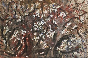 Vintage original watercolor painting abstract landscape signed - Picture 1 of 16