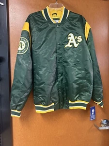 Oakland Athletics Satin Starter Authentic Jacket Vintage Green Yellow Men's XL - Picture 1 of 7