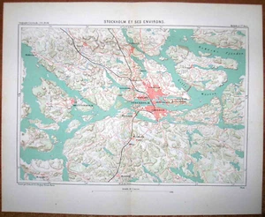 Mapa Reclus 1879 Estocolmo y alrededores, Suecia, #3 - Imagen 1 de 1