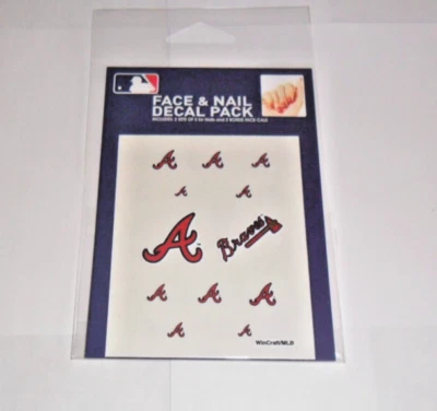 MLB  ATLANTA BRAVES  FINGERNAIL DECALS FACE DECALS FAST FREE SHIPPING - Image 1 of 2