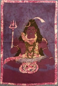 Indian Batik Lord Shiva Hindu God Wall Hanging Approx. Size 56 x 83 cm - Picture 1 of 1
