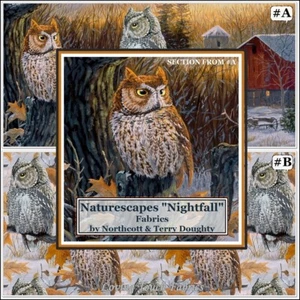 NORTHCOTT "NIGHTFALL" OWLS #DP22463-91 DIGITALLY PRINTED FABRICS (SELECTION) - Picture 1 of 3