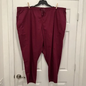 AMAZON ESSENTIALS Women's Burgundy Scrub Pants 5X Pockets 52”x 29” Pull On NWT - Picture 1 of 6