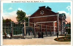 Elefantenhaus, Park Zoo, Büffel, New York Postkarte um 1929 - Bild 1 von 2