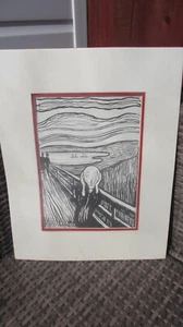 The Scream EDVARD MUNCH Black & White fine art print poster wall art WITH BORDER - Picture 1 of 9
