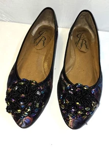 J. Renee Damen schwarz Blumendruck verziert Ballerinas Größe 8 - Bild 1 von 6