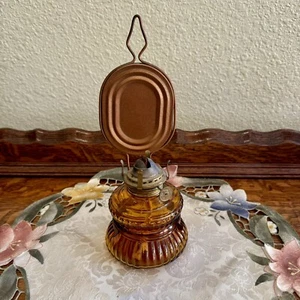 Anasco Handy Camp Amber Oil Lamp With Shield No Chimney 8.25” Tall - Picture 1 of 6