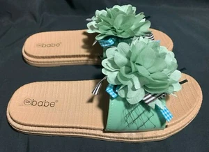 BABE Light Green Floral Summer Sandals (Size 8 - 39) - Picture 1 of 5