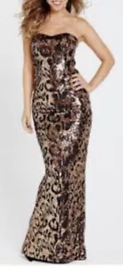 Animal Print Sequin Maxi Dress. In Brown And Bronze. Size 10. By Myleene Klass. - Picture 1 of 4