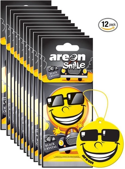 Areon Smile I Emoji Hanging Car Air Freshener, Black Crystal Scent (pack of 12)  - Image 1 of 1