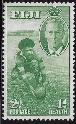 Fiji Culture Ethnicities Village Rugby SG 277 1949 MNHOG-Pequeño rastro de perturbación Foto 1 de 2