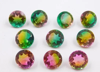 35.5 Ct 10 Pc Created Multi Tourmaline Quartz Round Loose Gemstone 10 MM H-4215 - Image 1 of 2