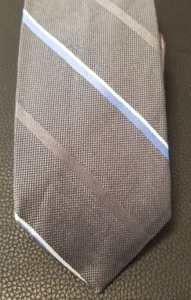 Corbata Brooks Brothers Gris y Azul Rayas Hombre 100% SEDA 003 - Imagen 1 de 3
