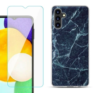 Case for Samsung Galaxy A13 5G, w/ Tempered Glass - Marble / Blue - Picture 1 of 3