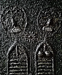 ORIGINAL HERVORRAGENDE BRIAN MORTIMER "Mesozoische Hochzeit" AUSSENSEITER KUNST MALEREI - Bild 1 von 1