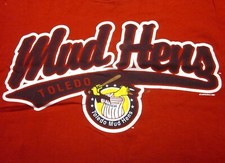 TOLEDO MUDHENS beat-up med T shirt Detroit Tigers minor-league tee Muddy mascot