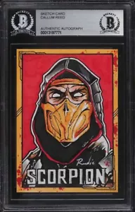 MORTAL KOMBAT SCORPION NINTENDO SEGA ORIGINAL ART SKETCH CARD 1/1 BAS - Bild 1 von 2