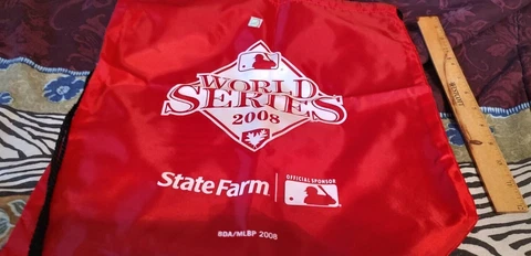 2008 World Series State Farm Red Backpack Bag Official MLB Rays Phillies RARE Cover