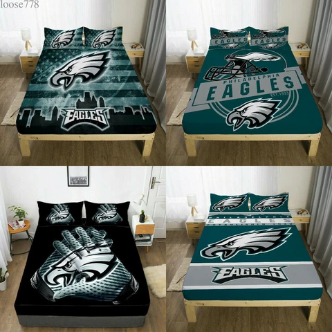 Philadelphia Eagles Fitted Sheet Mattress Cover Bed Sheets & Pillowcase Set 3PCS Cover