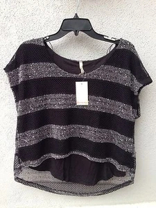 $52 NWT Lovemarks Brand Sleeveless Black And White Horizontal Sweater Shirt - Picture 1 of 2