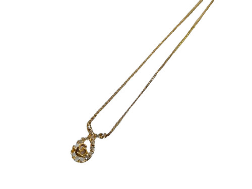 Collana Christian Dior logo strass oro donna