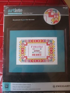 ARTISTE Vintage FOLLOW YOUR HEART Counted CROSS STITCH KIT - 2015 - Picture 1 of 2