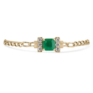 3.25tcw Colombian Emerald-Asscher Cut & Diamond Accent Gold Bracelet 18K - Picture 1 of 7
