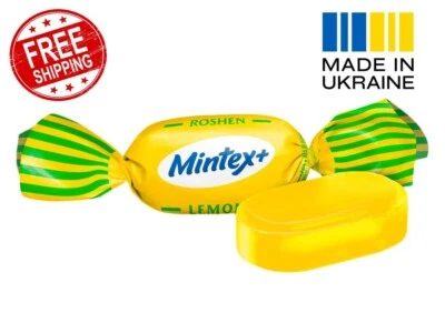 Roshen Mintex Mint Lemon Lollipop Caramel Hard Candy Ukrainian Sweets - Image 1 of 4