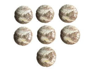 JOHNSON BROS SAUCERS OLDE ENGLISH COUNTRYSIDE BROWN 7 PIECE 5 5/8" - Picture 1 of 8