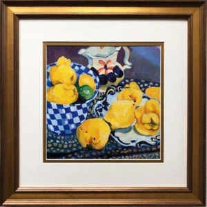 Josephine Trotter "Quitte" individuell gerahmter Kunstdruck Stillleben zitronengelb blau - Bild 1 von 3
