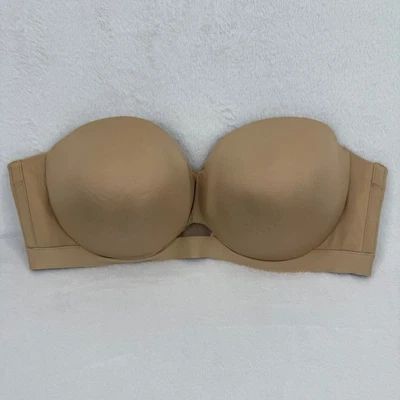 Sujetador sin tirantes Cacique 46DD beige nude cobertura completa con aros liso talla grande Foto 1 de 4