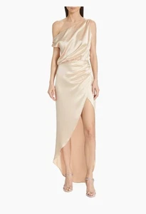 Nonchalant Label Dinah one shoulder satin dress with front slit in blush size M - Picture 1 of 15