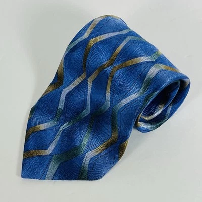 "Corbata J. Garcia 100 % seda azul/verde azulado/cobre/plata abstracta 3,75""" Foto 1 de 4