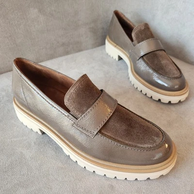 Paul Green Mocasines 9 Taupe Marrón Cuero Urbano Taco Suela Hecho en Austria Nuevo $429 Foto 1 de 4