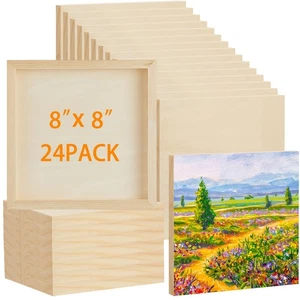 24 Stck. Holzplatten zum Malen 8 Zoll x 8 Zoll unvollendetes Holz Leinwand Brett Künstler... - Bild 1 von 6