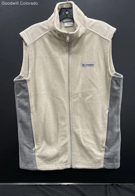 Columbia Mens Tan Fleece Zipped Pockets Casual Full Zip Vest Size Small - Image 1 of 4