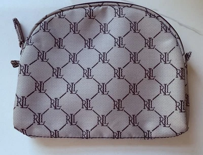 Ralph Lauren женщин косметики сумка желтовато-коричневый коричневый логотип монограмма косметические туалетные принадлежности - Изображение 1 из 4